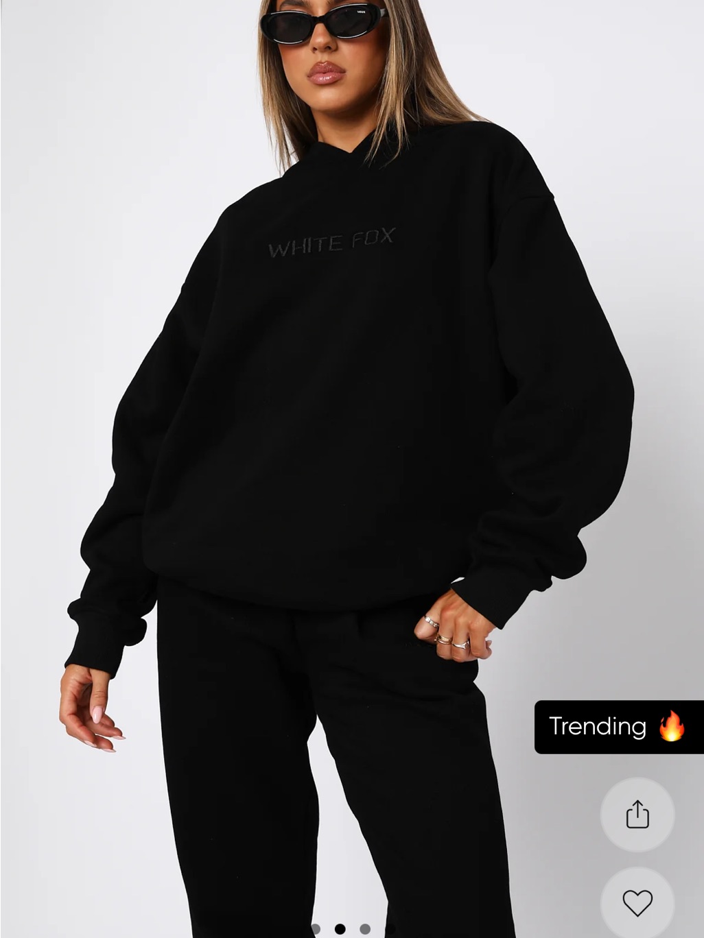 White Fox Boutique Black Oversized Crewneck Sweatshirt
